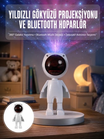 Mey İthalat® Gün Batımı Lambası Işık Arka Plan Projektör Sevimli Astronot Enerji Tasarruflu Yeni Nes