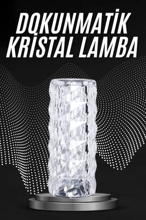 Mey İthalat® Kristal Lamba Masa Lambası Şarjlı Masa Lambası Dokunmatik Sensör Usb Şarjlı