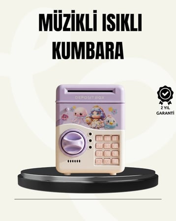 Mey İthalat® Elektronik Şifreli Atm Görünümlü Çocuk Kumbarası Mor