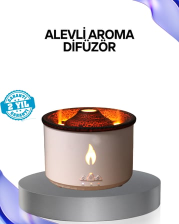 Mey İthalat® Volkan Efektli Aroma Difüzörü – Sessiz Çalışma, Otomatik Kapanma Ve Led Işık