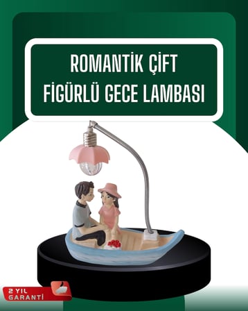 Mey İthalat® El Ele Tutuşan Çift Figürlü Dekoratif Gece Lambası Romantik Tasarım