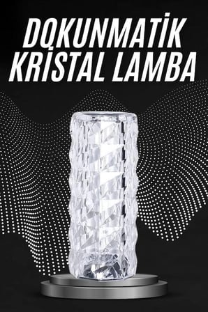 Mey İthalat® Kristal Lamba Masa Lambası Şarjlı Masa Lambası Dokunmatik Sensör Usb Şarjlı