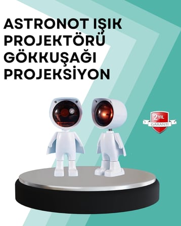 Mey İthalat® 360° Ayarlanabilir Başlıklı Astronot Gece Lambası