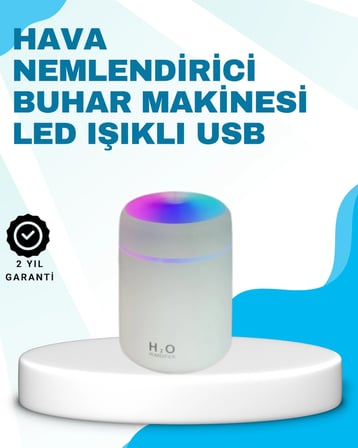 Mey İthalat® Led Işıklı Sessiz Masaüstü Nemlendirici – 3 Buhar Modu