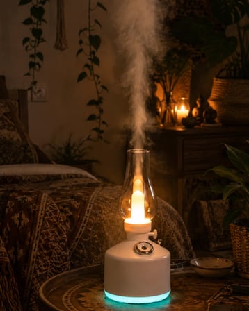 Mey İthalat® Led Işıklı Vintage Hava Nemlendirici Aromaterapi Difüzörü Usb Şarjlı