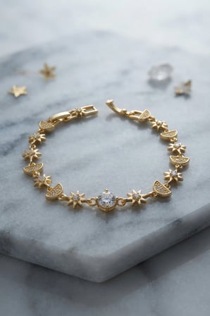 Mey İthalat® Renk Celestial Yıldız ve Hilal Model Kadın Bileklik