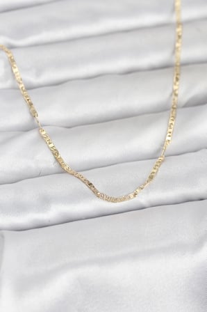 Mey İthalat® CM 14K Renk Yassı Zincir Model 60 cm Kadın Kolye
