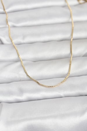 Mey İthalat® CM 14K Renk İnce Kare Zincirli Model 60 cm Kadın Kolye