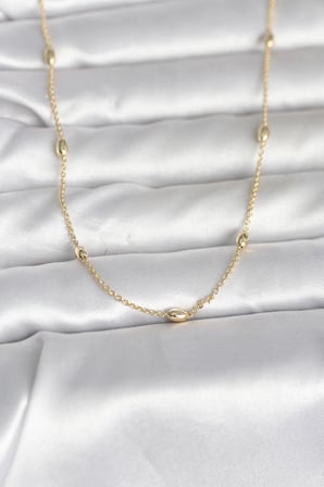 Mey İthalat® CM 14K Renk Damla Topçuk Model Zincirli 60 cm Kadın Kolye