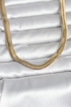 Mey İthalat® CM 14K Renk Kalın Yassı Yılan Zincir Model 45 cm Kadın Kolye