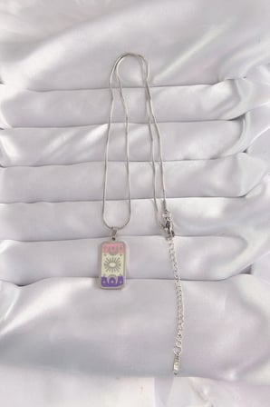 Mey İthalat® 316L Çelik Gümüş Renk Karışık Mineli Ay Figür Tarot Kolye
