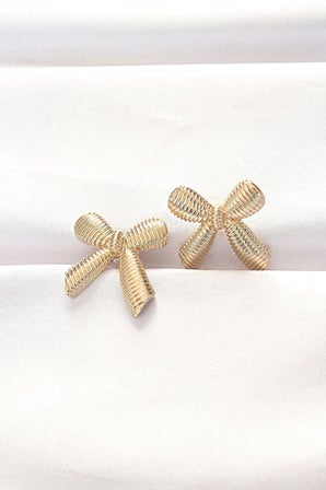 Mey İthalat® Pirinç Renk Fiyonk Küpe