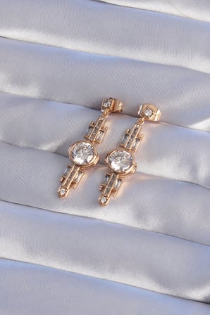 Mey İthalat® XUPİNG Rose Renk Zirkon Taşlı Geometrik Sallantılı Küpe