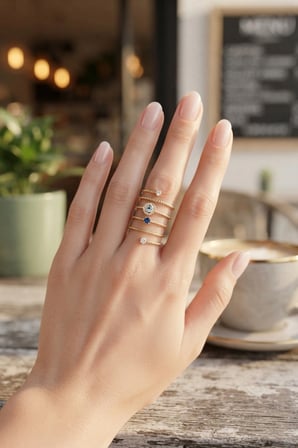 Mey İthalat® Pirinç Renk Spiral Nazarlı Model Kadın Yüzük