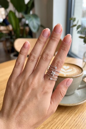 Mey İthalat® Pirinç Gümüş Renk Spiral Lotus Model Kadın Yüzük