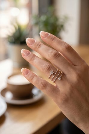 Mey İthalat® Pirinç Gümüş Renk Spiral Zirkon Taşlı Yıldız Model Kadın Yüzük