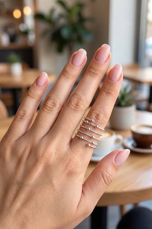 Mey İthalat® Pirinç Gümüş Renk Spiral Topçuklu Model Kadın Yüzük