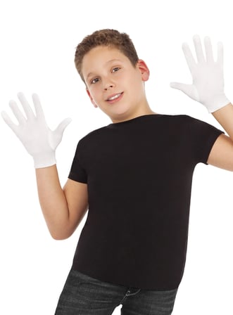 Mey İthalat® Beyaz Renk Çocuk Boy Likralı Pandomim Eldiveni