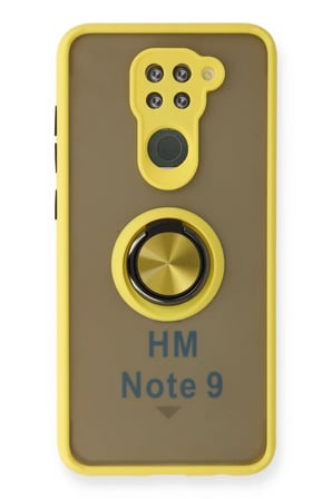 Mey İthalat® Redmi Note 9 Kılıf Montreal Yüzüklü Silikon Kapak - Sarı