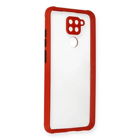 Mey İthalat® Redmi Note 9 Kılıf Miami Şeffaf Silikon - Kırmızı