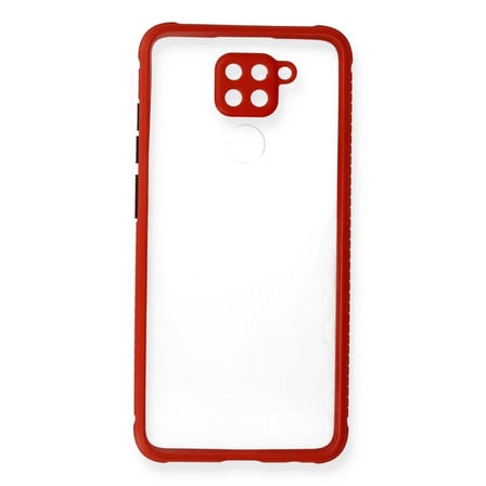 Mey İthalat® Redmi Note 9 Kılıf Miami Şeffaf Silikon - Kırmızı