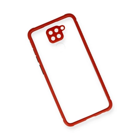Mey İthalat® Redmi Note 9 Kılıf Miami Şeffaf Silikon - Kırmızı