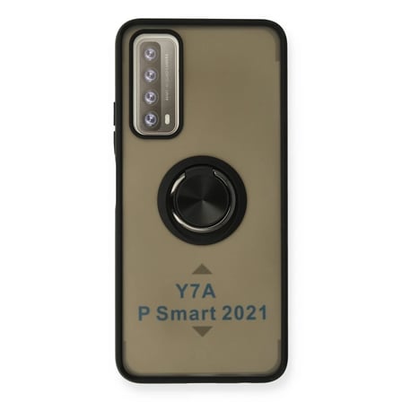 Mey İthalat® Huawei P Smart 2021 Kılıf Montreal Yüzüklü Silikon Kapak - Siyah