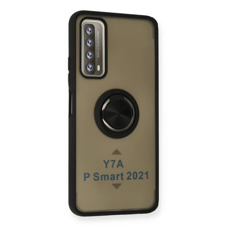 Mey İthalat® Huawei P Smart 2021 Kılıf Montreal Yüzüklü Silikon Kapak - Siyah