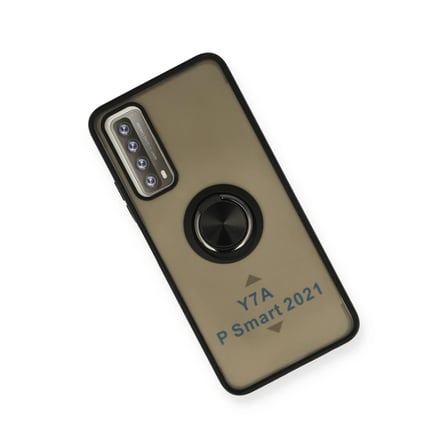 Mey İthalat® Huawei P Smart 2021 Kılıf Montreal Yüzüklü Silikon Kapak - Siyah