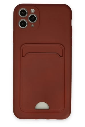 Mey İthalat® iPhone 11 Pro Max Kılıf Kelvin Kartvizitli Silikon - Bordo