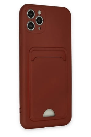 Mey İthalat® iPhone 11 Pro Max Kılıf Kelvin Kartvizitli Silikon - Bordo