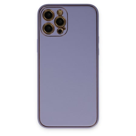 Mey İthalat® iPhone 12 Pro Max Kılıf Coco Deri Silikon Kapak - Açık Lila