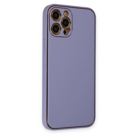 Mey İthalat® iPhone 12 Pro Max Kılıf Coco Deri Silikon Kapak - Açık Lila