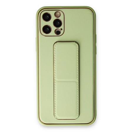 Mey İthalat® iPhone 12 Pro Kılıf Coco Deri Standlı Kapak - Su Yeşili