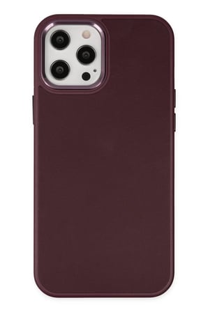 Mey İthalat® iPhone 12 Pro Max Kılıf Asya Deri Silikon - Mürdüm