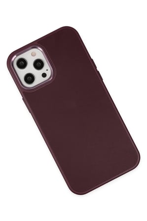 Mey İthalat® iPhone 12 Pro Max Kılıf Asya Deri Silikon - Mürdüm