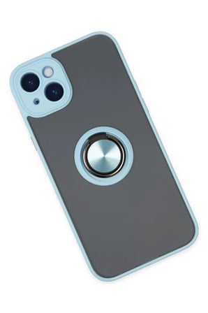 Mey İthalat® iPhone 14 Kılıf Montreal Yüzüklü Silikon Kapak - Buz Mavi