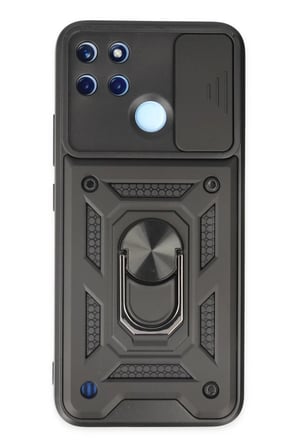 Mey İthalat® Realme C25Y Kılıf Pars Lens Yüzüklü Silikon - Siyah