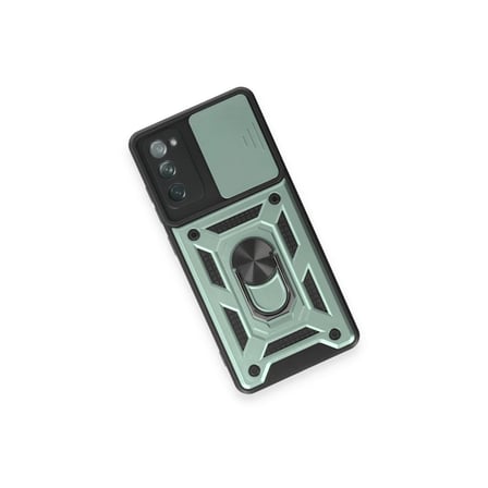 Mey İthalat® Samsung Galaxy S20 FE Kılıf Pars Lens Yüzüklü Silikon - Yeşil