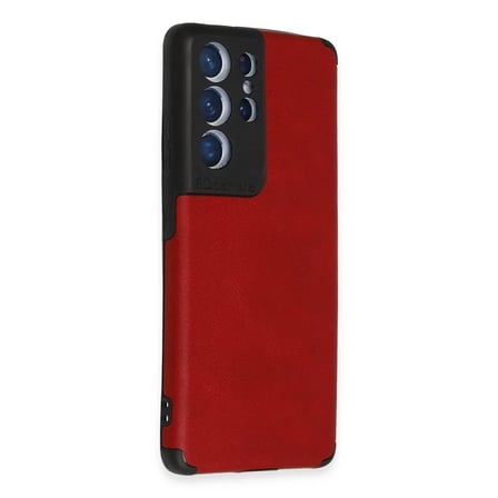 Mey İthalat® Samsung Galaxy S21 Ultra Kılıf Loop Deri Silikon - Kırmızı