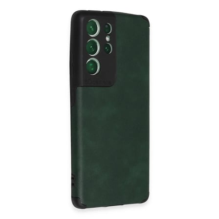 Mey İthalat® Samsung Galaxy S21 Ultra Kılıf Loop Deri Silikon - Yeşil