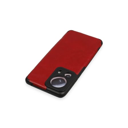 Mey İthalat® Mi 13 Lite Kılıf Loop Deri Silikon - Kırmızı