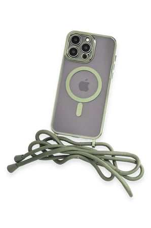 Mey İthalat® iPhone 12 Pro Max Kılıf Divo Lazer Askılı Magsafe Kapak - Koyu Yeşil