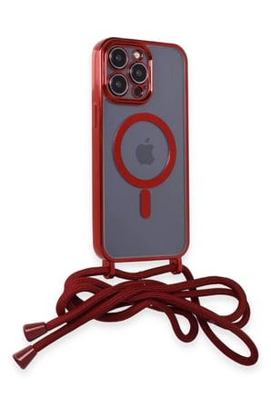 Mey İthalat® iPhone 12 Pro Max Kılıf Divo Lazer Askılı Magsafe Kapak - Kırmızı