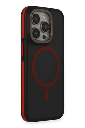 Mey İthalat® iPhone 14 Pro Max Kılıf Rocky Magsafe Kapak - Siyah-Kırmızı