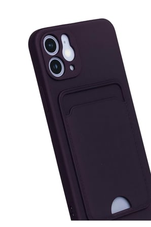 Mey İthalat® iPhone 12 Kılıf Kelvin Kartvizitli Silikon - Derin Mor