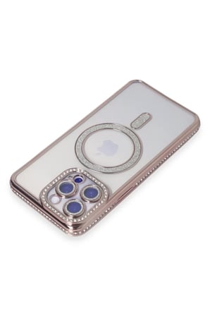 Mey İthalat® iPhone 15 Pro Max Kılıf Joke Simli Magneticsafe Kılıf - Pembe