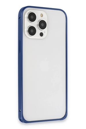 Mey İthalat® iPhone 15 Pro Max Metal Bumper Mat Kapak - Lacivert