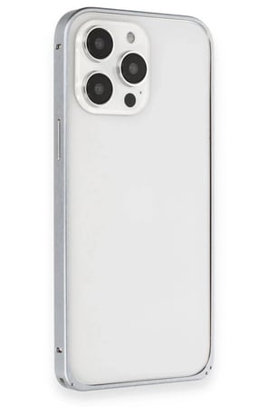 Mey İthalat® iPhone 15 Pro Max Metal Bumper Mat Kapak - Gri