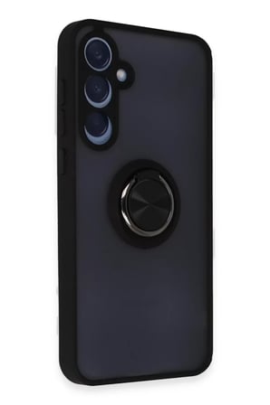 Mey İthalat® Samsung Galaxy A25 5G Kılıf Montreal Yüzüklü Silikon Kapak - Siyah